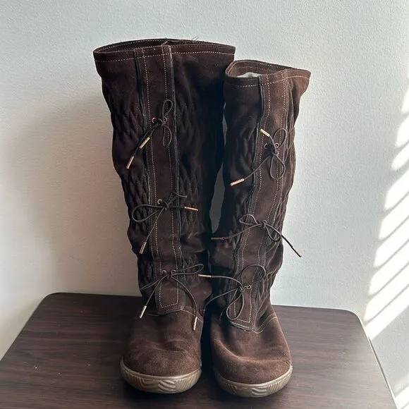 Sorel Firenzy Suede Ruched Tall Boots Brown Sz 5.5
