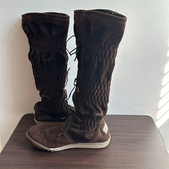 Sorel Firenzy Suede Ruched Tall Boots Brown Sz 5.5