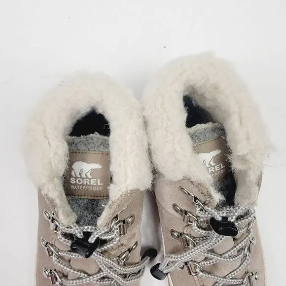 Sorel Kids Out and About Conquest Boots Size 1 Grayish Tan Suede