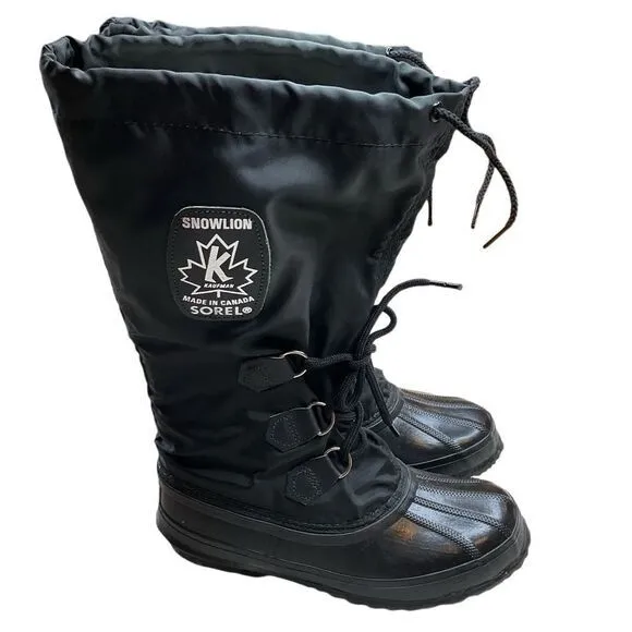 Sorel Snowlion Kaufman Snow Boots 7 Women’s Black Insulated‎ Canada NWOB
