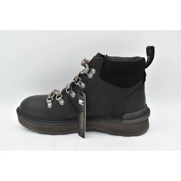 Sorel Womens Size 10 Hi Line Hiker Jet Black Waterproof Leather Lace Up Boots