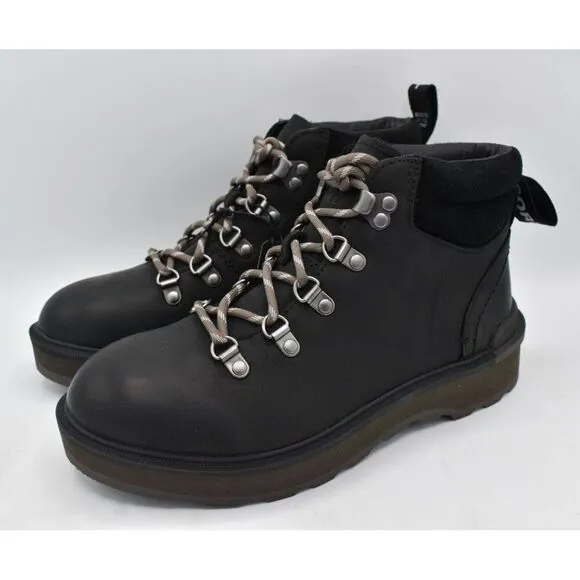 Sorel Womens Size 10 Hi Line Hiker Jet Black Waterproof Leather Lace Up Boots