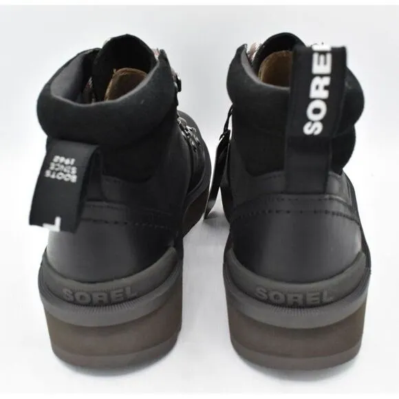 Sorel Womens Size 10 Hi Line Hiker Jet Black Waterproof Leather Lace Up Boots