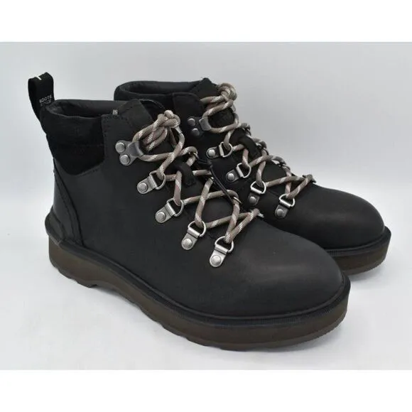 Sorel Womens Size 10 Hi Line Hiker Jet Black Waterproof Leather Lace Up Boots
