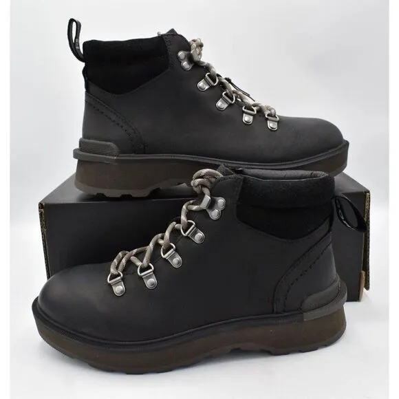 Sorel Womens Size 9.5 Hi Line Hiker Jet Black Waterproof Leather Lace Up Boots