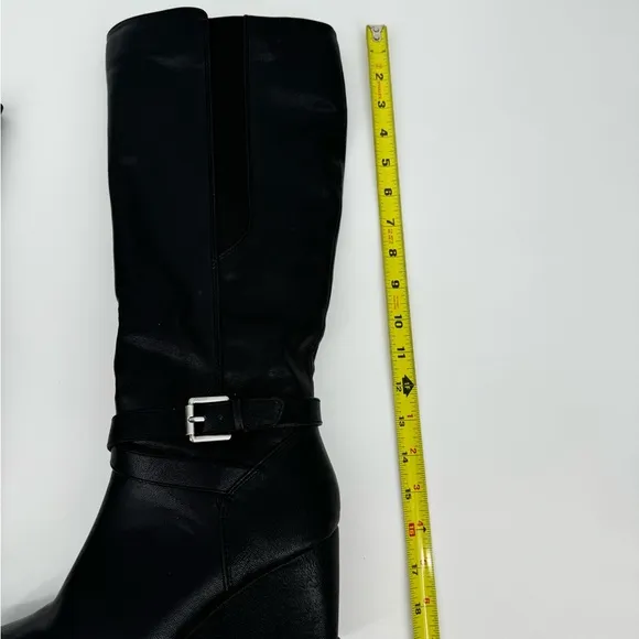 Soul Naturalizer Womens Harvest Riding Boots Black Buckle Wedge Knee High 10