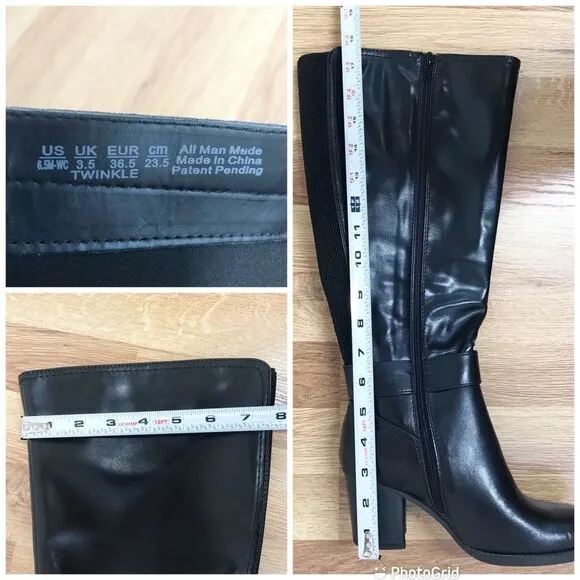 SOUL Naturalizer Black Wide Calf Chunky Heel Boot Knee High Size 6.5 8.5 New