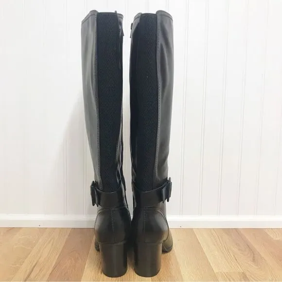 SOUL Naturalizer Black Wide Calf Chunky Heel Boot Knee High Size 6.5 8.5 New