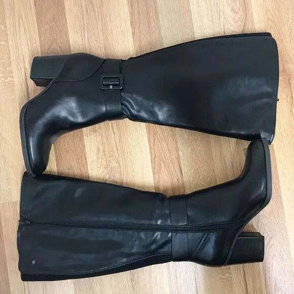 SOUL Naturalizer Black Wide Calf Chunky Heel Boot Knee High Size 6.5 8.5 New