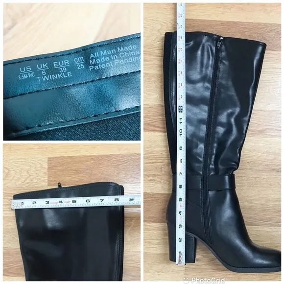 SOUL Naturalizer Black Wide Calf Chunky Heel Boot Knee High Size 6.5 8.5 New