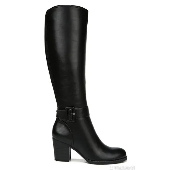 SOUL Naturalizer Black Wide Calf Chunky Heel Boot Knee High Size 6.5 8.5 New