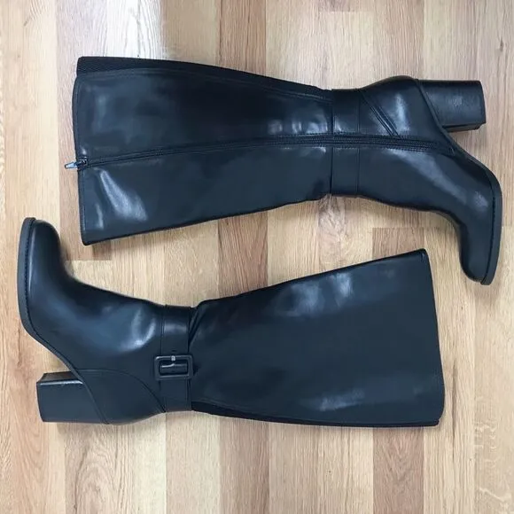 SOUL Naturalizer Black Wide Calf Chunky Heel Boot Knee High Size 6.5 8.5 New
