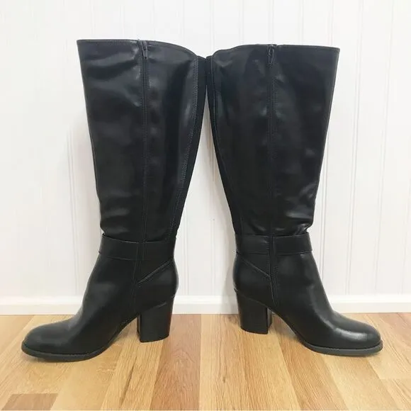 SOUL Naturalizer Black Wide Calf Chunky Heel Boot Knee High Size 6.5 8.5 New