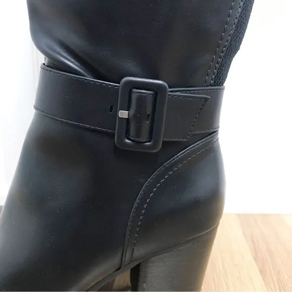 SOUL Naturalizer Black Wide Calf Chunky Heel Boot Knee High Size 6.5 8.5 New