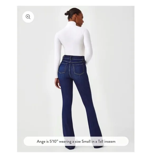 Spanx Blue High Rise Flare Leg Jeans Midnight Large