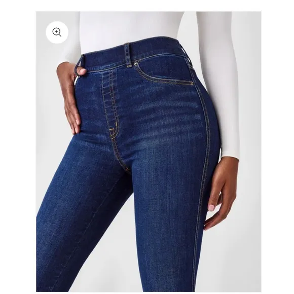 Spanx Blue High Rise Flare Leg Jeans Midnight Large