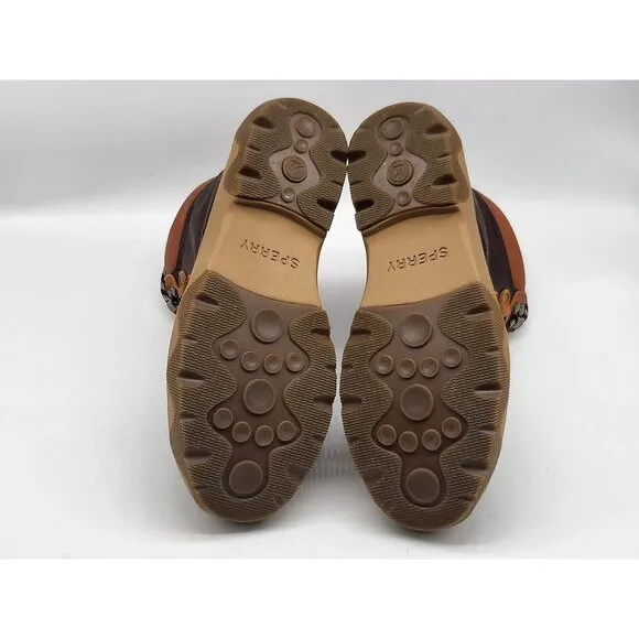 Sperry Acadia Medium Womens STS88853 Brown &amp; Navy Waterproof Duck Boots Size 8