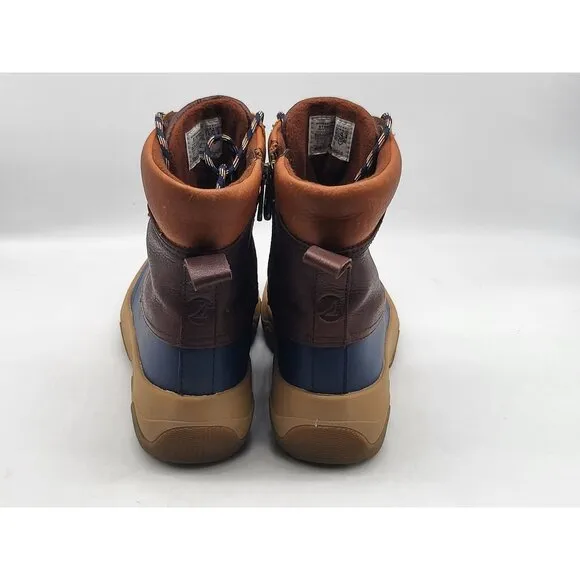 Sperry Acadia Medium Womens STS88853 Brown &amp; Navy Waterproof Duck Boots Size 8
