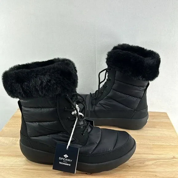 Sperry Bearing Plushwave Snow Boots- Black- Size 9.5 M- NIB