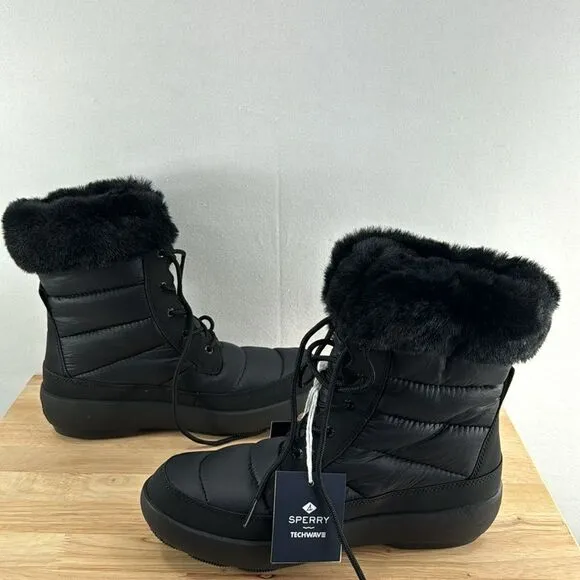 Sperry Bearing Plushwave Snow Boots- Black- Size 9.5 M- NIB