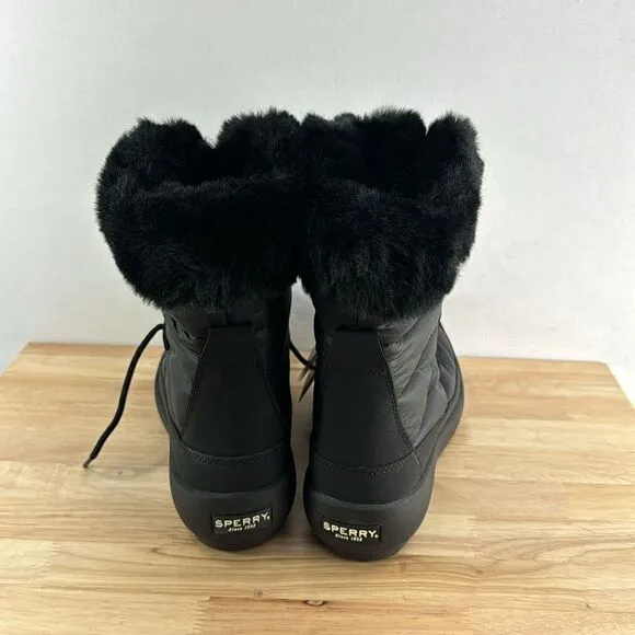 Sperry Bearing Plushwave Snow Boots- Black- Size 9.5 M- NIB