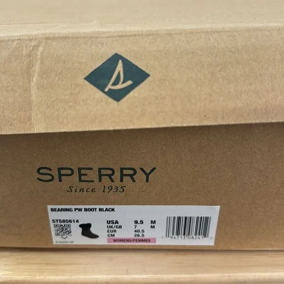 Sperry Bearing Plushwave Snow Boots- Black- Size 9.5 M- NIB