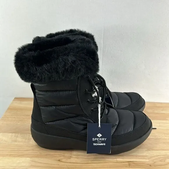 Sperry Bearing Plushwave Snow Boots- Black- Size 9.5 M- NIB