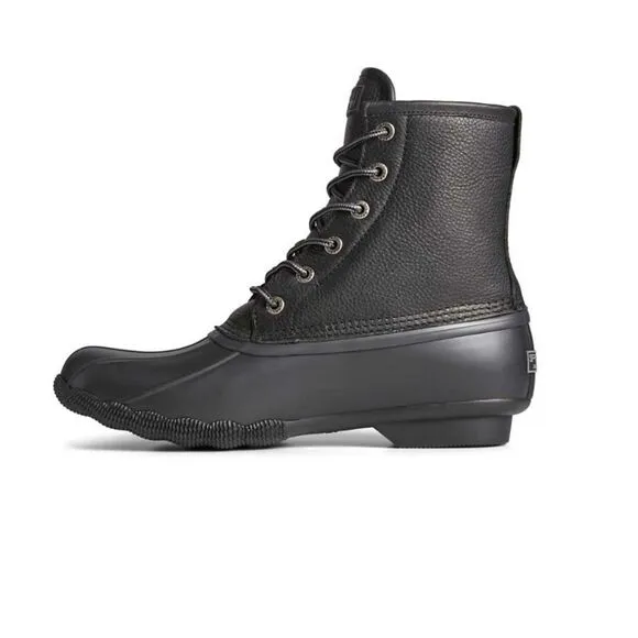 Sperry Size 11.5 M SALTWATER Black on Black Leather Duck Boots New Men's Shoes
