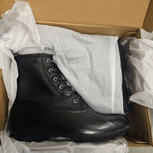Sperry Size 11.5 M SALTWATER Black on Black Leather Duck Boots New Men's Shoes