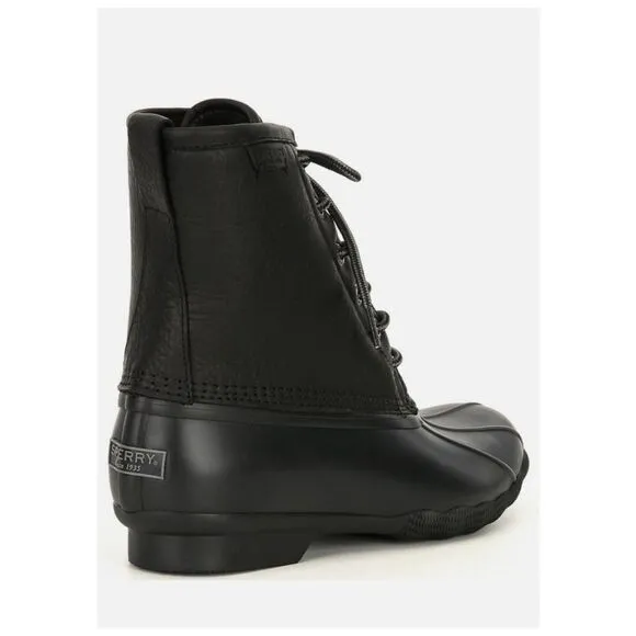 Sperry Size 11.5 M SALTWATER Black on Black Leather Duck Boots New Men's Shoes