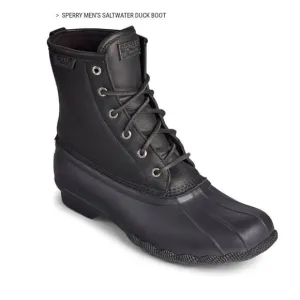 Sperry Size 11.5 M SALTWATER Black on Black Leather Duck Boots New Men's Shoes
