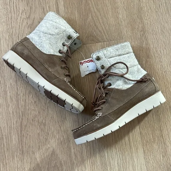 Sperry Suede Brown and Gray High-Top Lace Up Boots Size 6.5 NWT