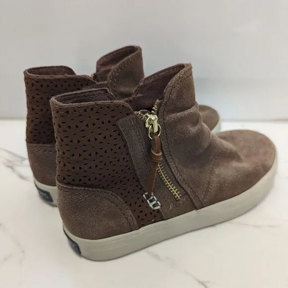 Sperry Top Sider Brown Suede Girl's Floral Eyelet Crest Zone Booties Boots 1