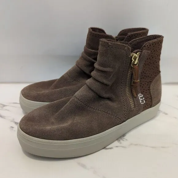 Sperry Top Sider Brown Suede Girl's Floral Eyelet Crest Zone Booties Boots 1