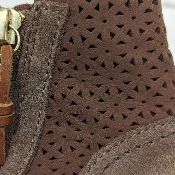 Sperry Top Sider Brown Suede Girl's Floral Eyelet Crest Zone Booties Boots 1