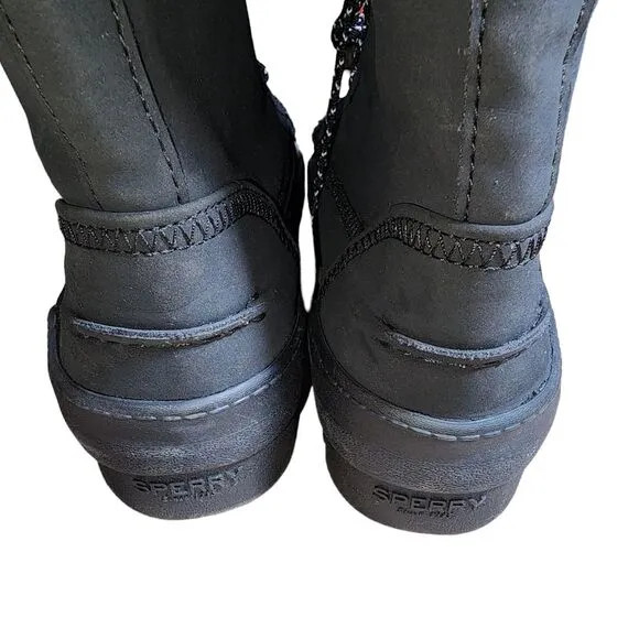Sperry Top Sider NWOT Juneau Black Faux Suede Lace Up Hiking Boots Size 8