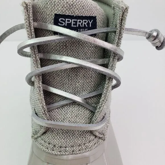 Sperry Top Sider Saltwater Youth Girls Size 4Y Silver Waterproof Duck Boots