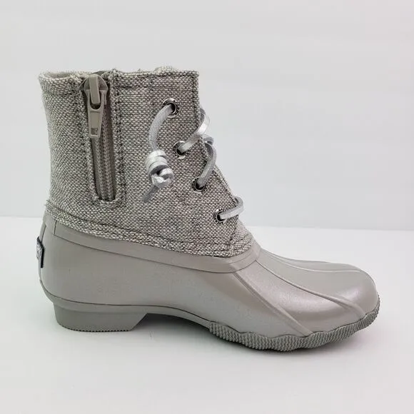 Sperry Top Sider Saltwater Youth Girls Size 4Y Silver Waterproof Duck Boots