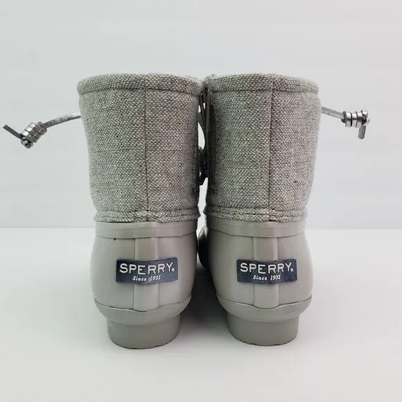 Sperry Top Sider Saltwater Youth Girls Size 4Y Silver Waterproof Duck Boots