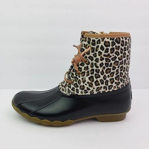 Sperry Top Sider Saltwater Youth Girls Sz 5Y Animal Print Waterproof Duck Boots