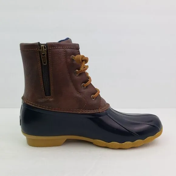 Sperry Top Sider Saltwater Youth Size 3Y Brown Navy Blue Waterproof Duck Boots