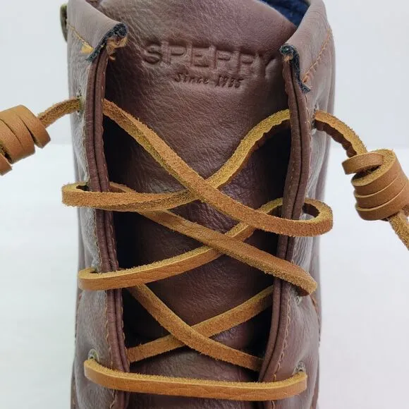 Sperry Top Sider Saltwater Youth Size 3Y Brown Navy Blue Waterproof Duck Boots