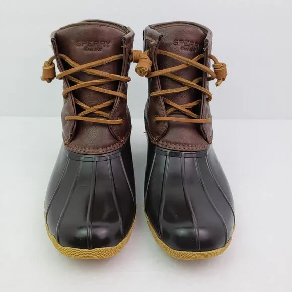 Sperry Top Sider Saltwater Youth Sz 3Y Brown Leather Waterproof Duck Boots