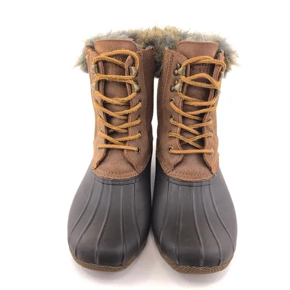 Sperry WhiteWater Brown Leather Duck Winter Snow Boots 8M