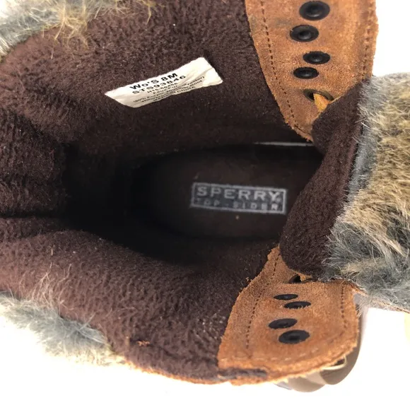 Sperry WhiteWater Brown Leather Duck Winter Snow Boots 8M