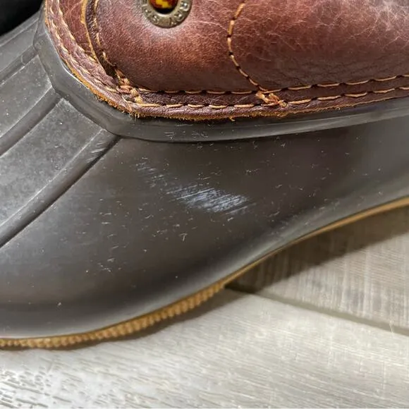 Sperry Women’s Saltwater Waterproof Fleece Lined Lace Up Duck Boots Brown Size 8