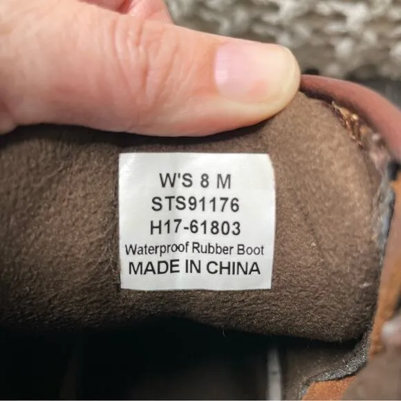 Sperry Women’s Saltwater Waterproof Fleece Lined Lace Up Duck Boots Brown Size 8