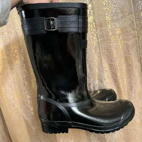 Sperry Women's Black Walker Atlantic Rain Mid Calf Boots Size 9.5