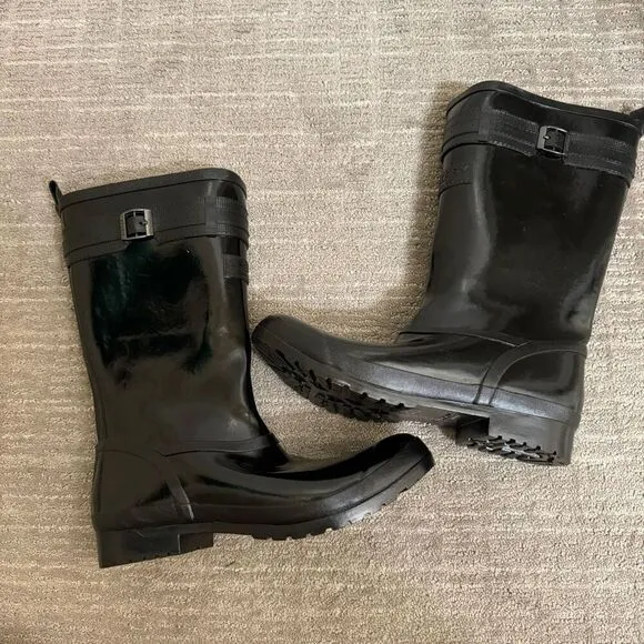Sperry Women's Black Walker Atlantic Rain Mid Calf Boots Size 9.5