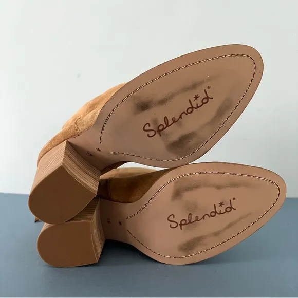 Splendid Hila Suede Sand Tan Block Heel Ankle Boots